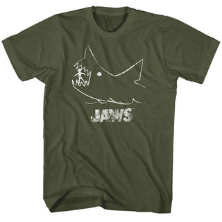 Jaws-Chalkboard-Military Green Adult S/S Tshirt - Coastline Mall