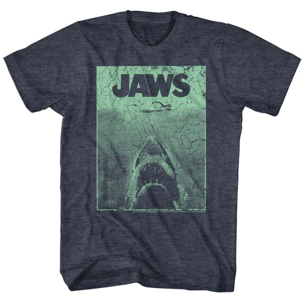 Jaws-Green Jaws-Navy Heather Adult S/S Tshirt - Coastline Mall