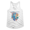 Mega Man-Megafriends-White Ladies Racerback - Coastline Mall