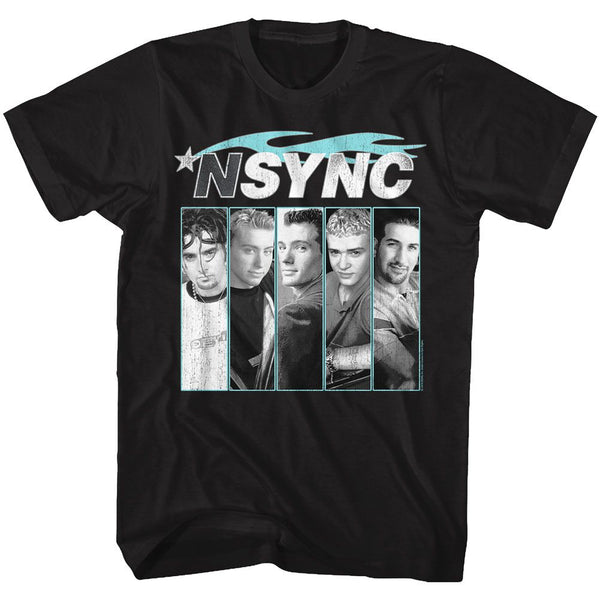 NSYNC-Blue Flame-Black Adult S/S Tshirt - Coastline Mall